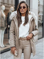 Dámská zimní bunda parka béžová Dstreet model 21971020 - FashionStreet Dámská zimní bunda parka béžová Dstreet model 21971020 - FashionStreet