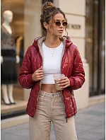 Kurtka damska przejściowa pikowana z kapturem bordowa model 22358085 - FashionStreet