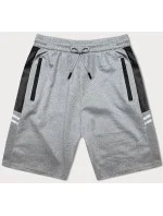 Světle šedé pánské kraťasy s vsadkami model 18598129 - J.STYLE Světle šedé pánské kraťasy s vsadkami model 18598129 - J.STYLE