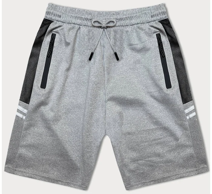 Světle šedé pánské kraťasy s vsadkami model 18598129 - J.STYLE Světle šedé pánské kraťasy s vsadkami model 18598129 - J.STYLE