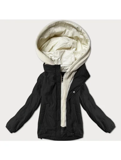 Čierna dámska bunda s ozdobnou kapucňou Miss TiTi (3295) Čierna dámska bunda s ozdobnou kapucňou Miss TiTi (3295)