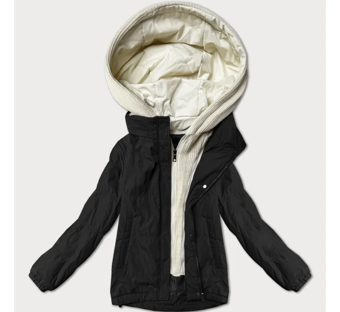 Čierna dámska bunda s ozdobnou kapucňou Miss TiTi (3295) Čierna dámska bunda s ozdobnou kapucňou Miss TiTi (3295)