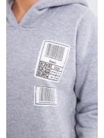Mikina s kapucňou a nášivkami sivá