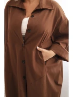 Dámska bunda Punto Plus Size s bavlnou a gombíkmi Chocolate Dámska bunda Punto Plus Size s bavlnou a gombíkmi Chocolate