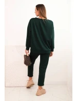 Dámský souprava z viskózy s model 21439234 mikinou a kalhotami tmavě zelený - K-Fashion