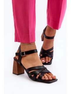 Dámské sandály na podpatku černé model 21650694 - Boto