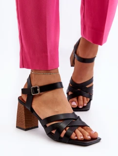 Dámské sandály na podpatku černé model 21650694 - Boto