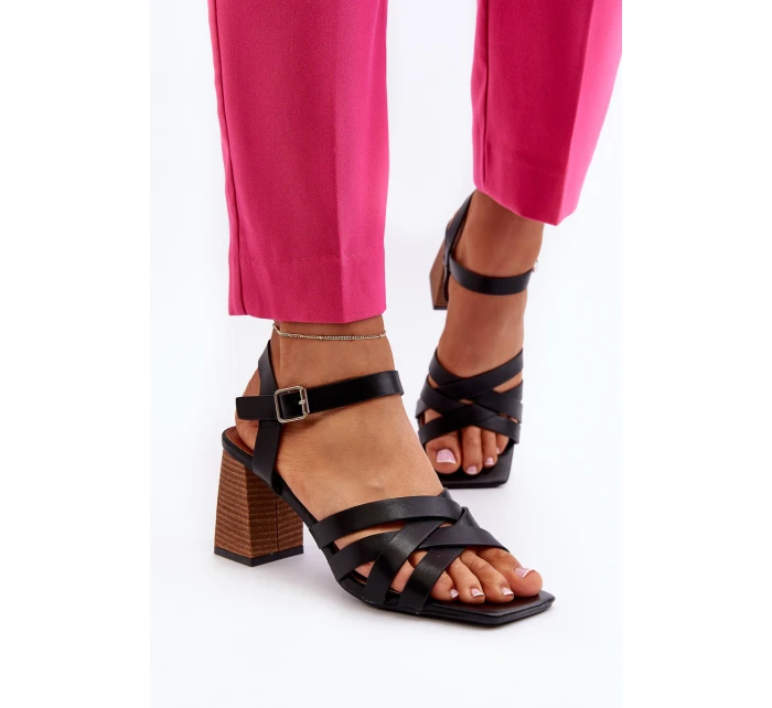 Sandały Damskie Na Słupku Czarne Opifiana Sandały Damskie Na Słupku Czarne Opifiana