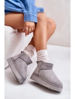 Dámské Sněhule Na Platformě Zateplené Kožíškem Šedé model 21672076 - Boto