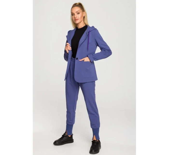 M691 Blejzer s kapucňou a jedným gombíkom - indigo