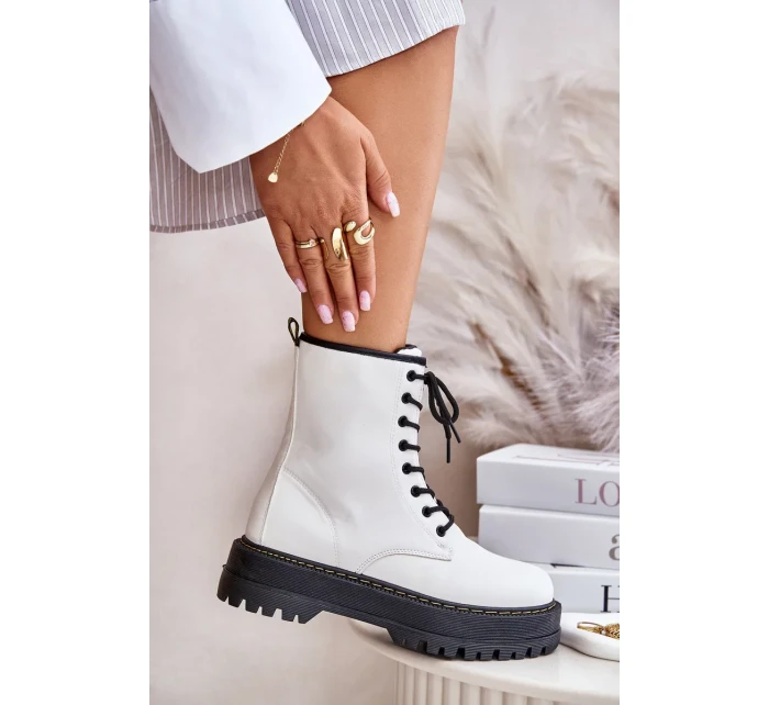 Zateplené členkové topánky z eko kože so zipsom White Naleli Zateplené členkové topánky z eko kože so zipsom White Naleli