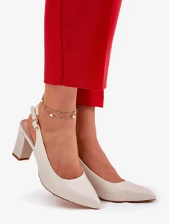 Dámske pohodlné lodičky na podpätku Sergio Leone - perleťové