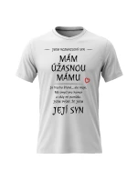 Pánské bavlněné tričko s potiskem - MÁM ÚŽASNOU MÁMU - bílé