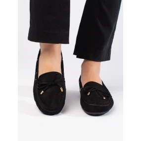 Designové  mokasíny černé dámské bez podpatku