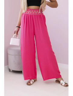 Kalhoty s širokým elastickým pasem růžový