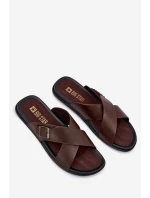 Kožené pánske papuče s prackou Big Star RR174077 Brown