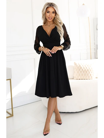 Elegantní midi šaty model 21961131 černé - numoco