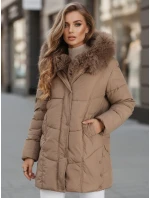 Dámská zimní bunda dlouhá prošívaná s kapucí béžová Dstreet model 21991807 - FashionStreet