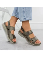 Dámské kožené hnědé sandály model 21904849 na suchý zip - Rieker Dámské kožené hnědé sandály model 21904849 na suchý zip - Rieker