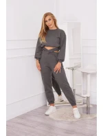 Zateplená súprava s krátkou mikinou grafitová