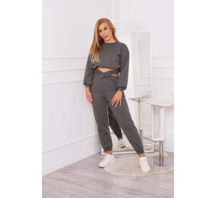 Zateplená súprava s krátkou mikinou grafitová