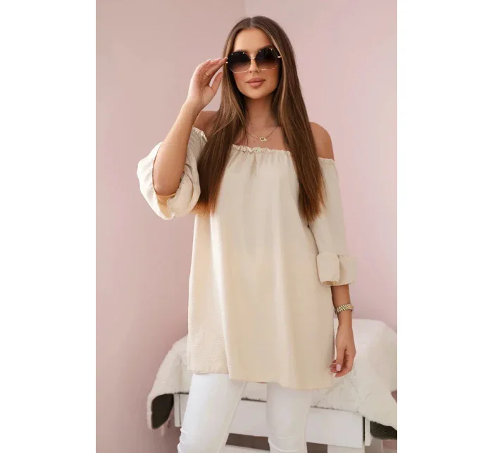 Španělská halenka s volánky na rukávu béžový