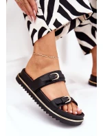 Dámské Klapky Hladké Na Platformě S A Přezkami Černé model 21687650 - Boto Dámské Klapky Hladké Na Platformě S A Přezkami Černé model 21687650 - Boto