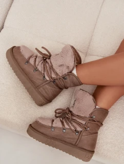 Śniegowce Damskie Na Platformie Z Futerkiem D.Franklin DFSH37022 Beżowe