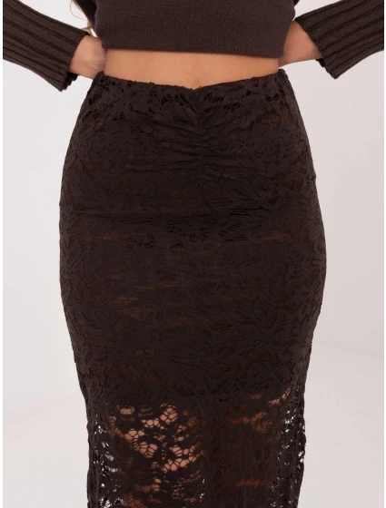 Spódnica MI SD model 21782443 ciemny brązowy - FPrice Spódnica MI SD model 21782443 ciemny brązowy - FPrice