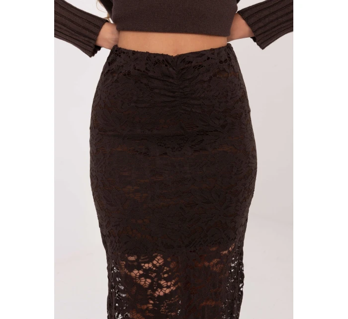 Spódnica MI SD model 21782443 ciemny brązowy - FPrice Spódnica MI SD model 21782443 ciemny brązowy - FPrice