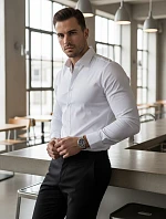 Pánska elegantná hladká biela košeľa SLIM FIT FashionStreet DX2617