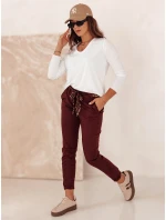 Dámské džínové kalhoty s páskem vínové Dstreet model 21981974 - FashionStreet
