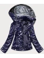 Tmavomodrá lesklá dámska bunda (BR9756-3)