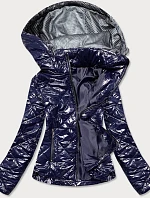 Tmavomodrá lesklá dámska bunda (BR9756-3)