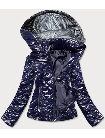 Tmavomodrá lesklá dámska bunda (BR9756-3) Tmavomodrá lesklá dámska bunda (BR9756-3)