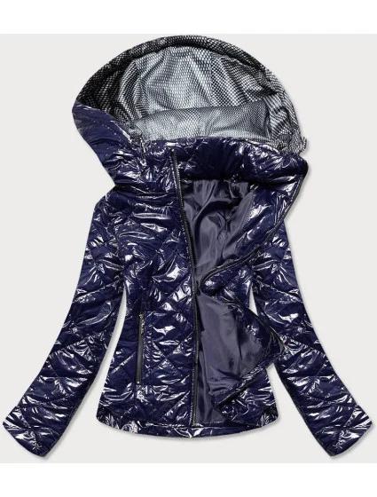 Tmavomodrá lesklá dámska bunda (BR9756-3)