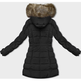 Čierna dámska zimná bunda s kožušinovou podšívkou (LHD-23063)