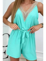 Krátká kombinéza s ozdobnou krajkou máta Krátká kombinéza s ozdobnou krajkou máta
