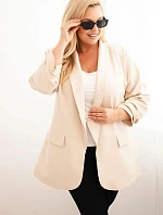 Dámske elegantné sako nadmernej veľkosti béžová