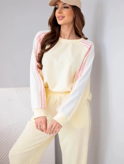 Dámský máslový komplet s lampasem a model 22015438 žlutý - K-Fashion