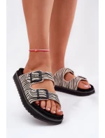 Zamszowe Klapki Damskie Z Klamrami D.Franklin DFSH405002 Zebra