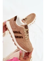 Dámské semišové tenisky na platformě Leopardí vzor model 22013938 Hnědé - S.Barski