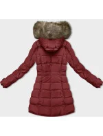 Dámska zimná bunda s kožušinovou podšívkou červená (LHD-23063)