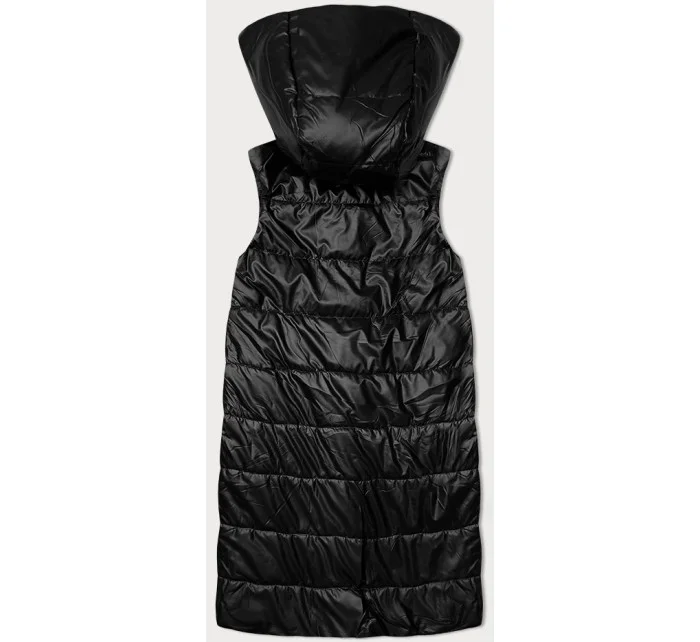 Čierna dámska vesta s asymetrickým zipsom S'West (B8155-1)