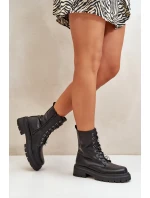 Botki Workery Damskie Eko Skórzane Z Przypinkami Czarne Kristines Botki Workery Damskie Eko Skórzane Z Przypinkami Czarne Kristines