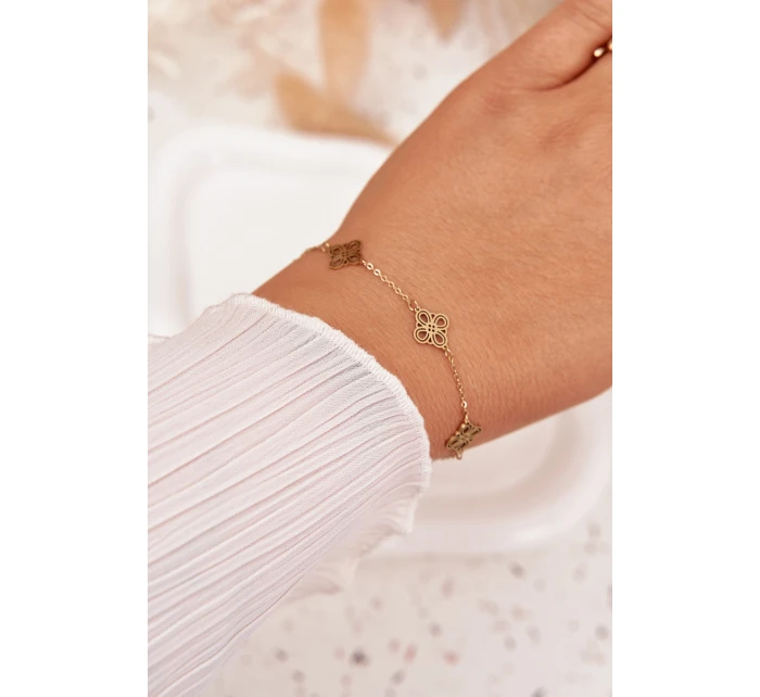 Náramek ze nerezové oceli se zlatými přívěsky