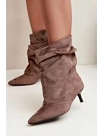 Nazouvací kotníkové boty typu na podpatku Khaki model 22320914 - Boto Nazouvací kotníkové boty typu na podpatku Khaki model 22320914 - Boto