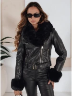 Dámská kožená bunda s kožešinou černá Dstreet model 21991892 - FashionStreet