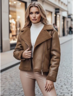Kurtka damska SOFTSTILL zamszowa z kożuszkiem kamelowa FashionStreet TY4747z
