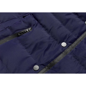 Tmavomodrá krátka vypasovaná dámska zimná bunda (5M770-215)
